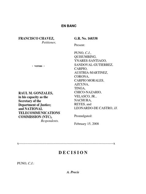 Chavez v. Gonzales, G.R. No. 168338, Feb. 15, 2008 .